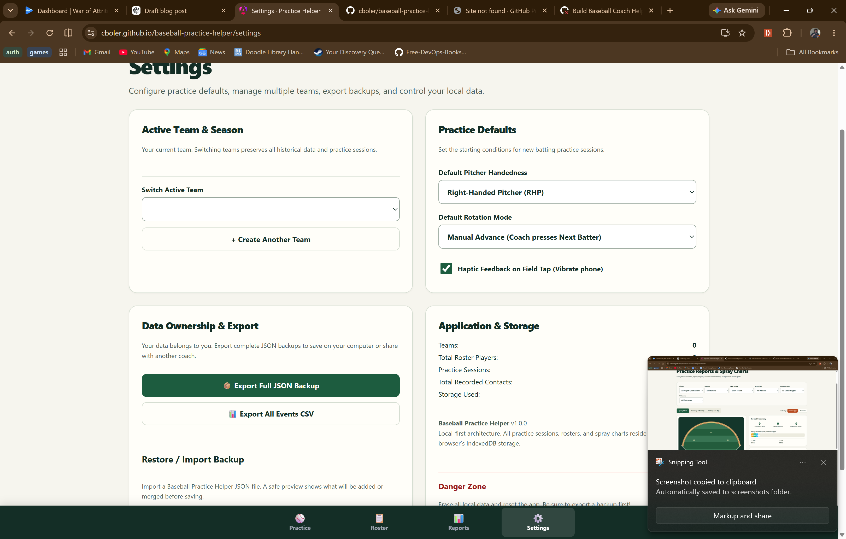 App A Settings Screen