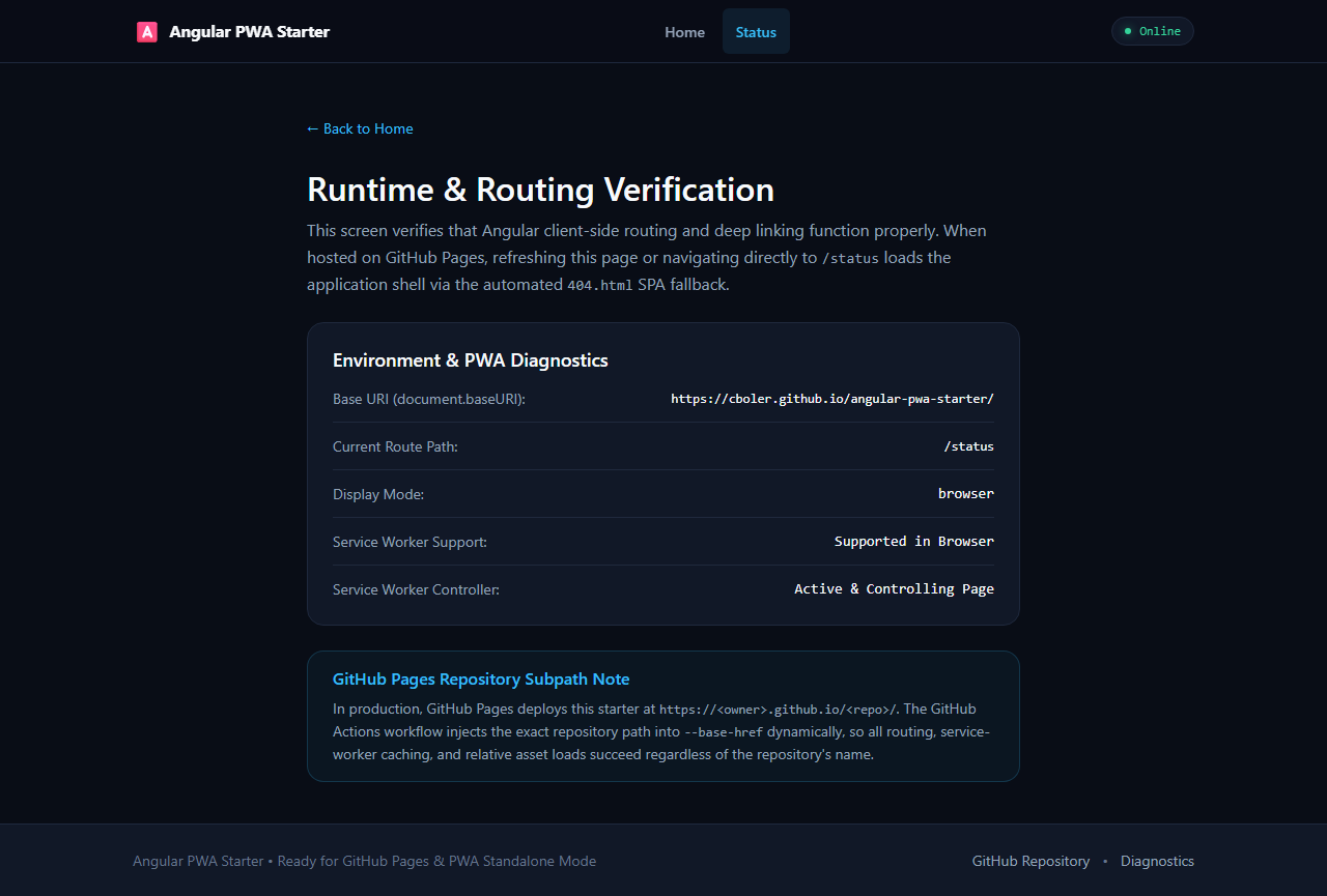 Runtime Diagnostics and Status Screen